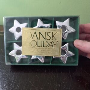 Dansk Holiday Silver Star Candle Holders - Set of 6